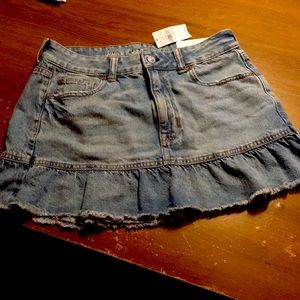 American Eagle brand super high rise denim ruffles mini skirt in size 10 regular